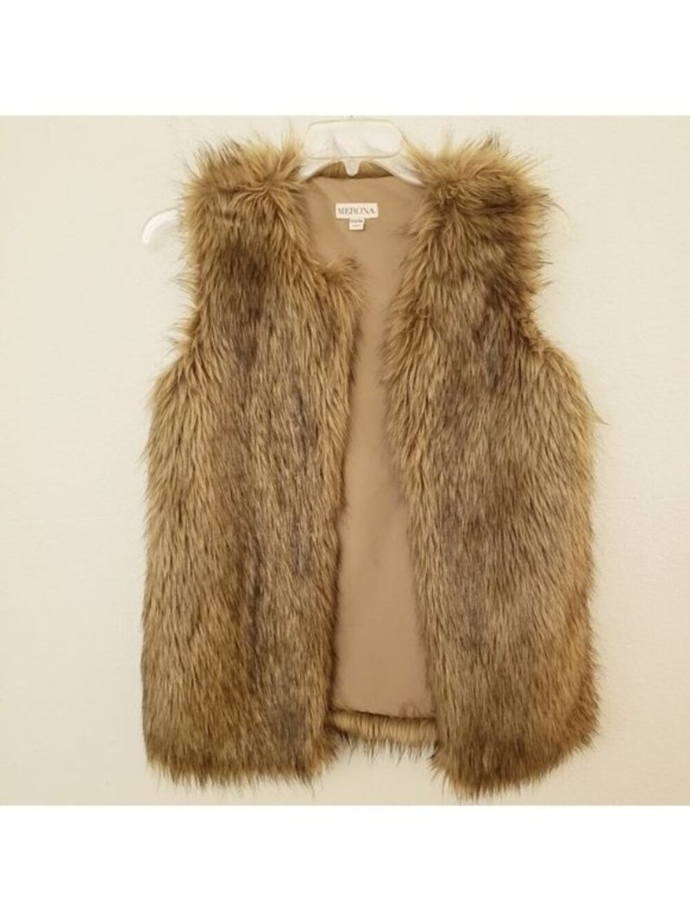 Merona Light Tan Fun Faux Fur Sleeveless Vest Size XS EUC